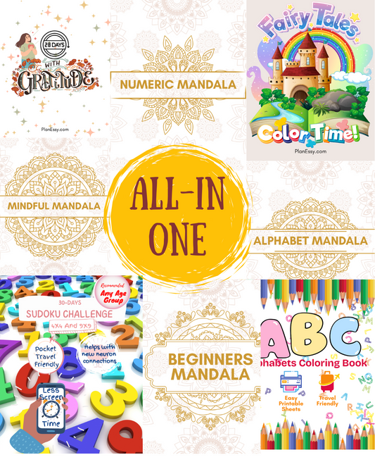 Summer Kit : 30-Day Sudoku Challenge + 28-Day Gratitude Journey + Fairy coloring eBook + All Mandala coloring eBooks